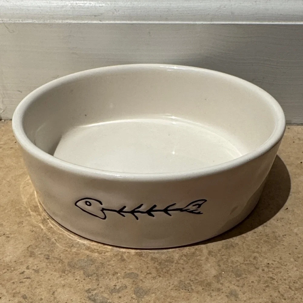 Rae Dunn Cream Ceramic Pet Bowl